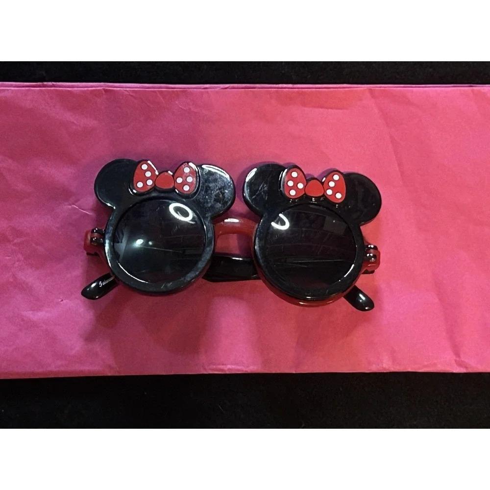 Disney Parks Heart Sequin Minnie Mouse Ears Pink Bow Headband + Glasses (Bonus)